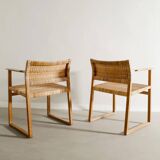 Pair of Vintage Danish Børge Mogensen BM-62 Wooden Armchairs, 1960s