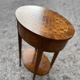 Marquetry pedestal table