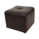 Vintage Square Pouf Brown Faux Leather Patchwork 40cm