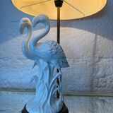 Porcelain lamp with pink flamingos from the 1980s.