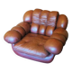 Large Italian leather lounge chair, 1970s