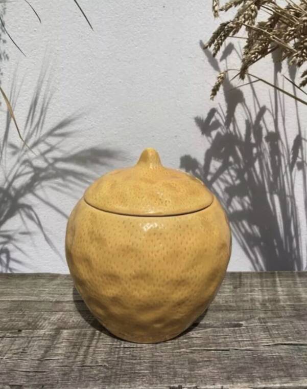 Ceramic lemon slip candy jar