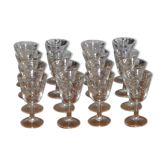 16 drinks wine, Tulip, glass shape transparent reasons silkscreens blueberries vintage 1950