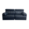 Vintage De Sede Modular Two Seater 'DS-77' Sofa Bed in Black Leather