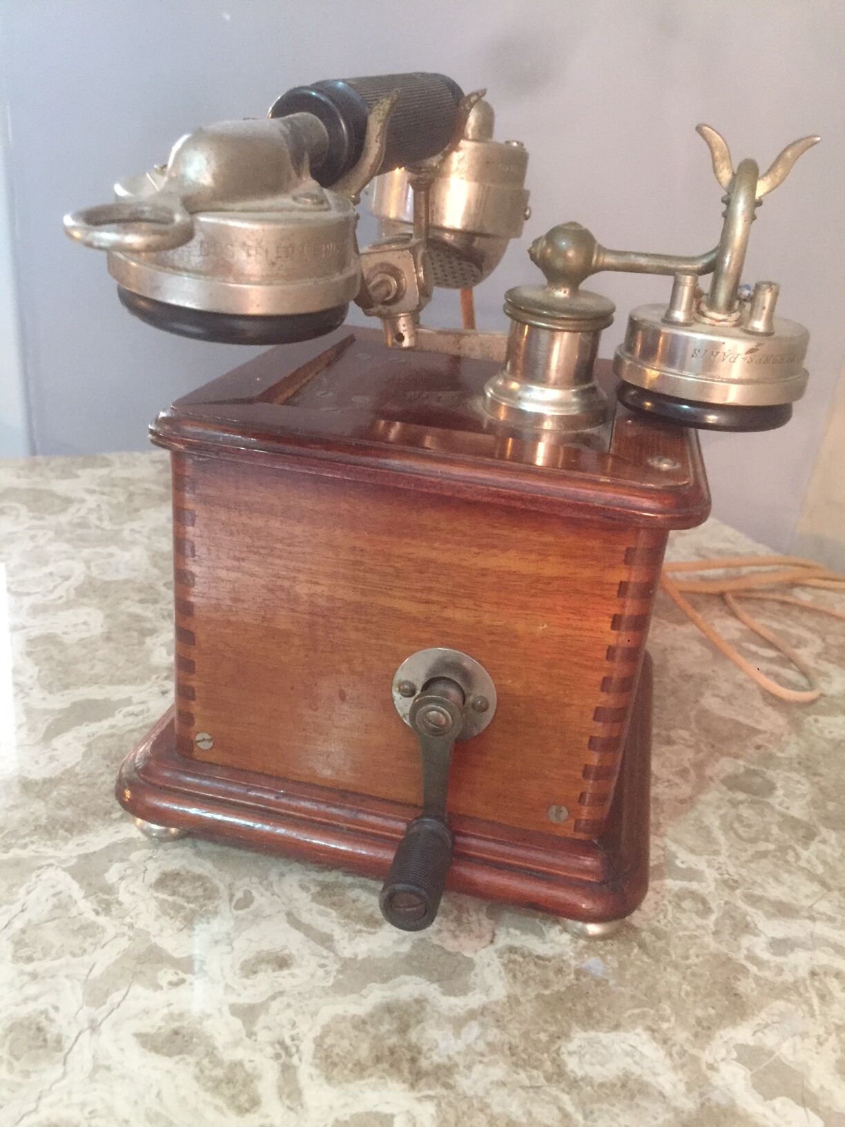 Old phone for 30 years in wood and metal