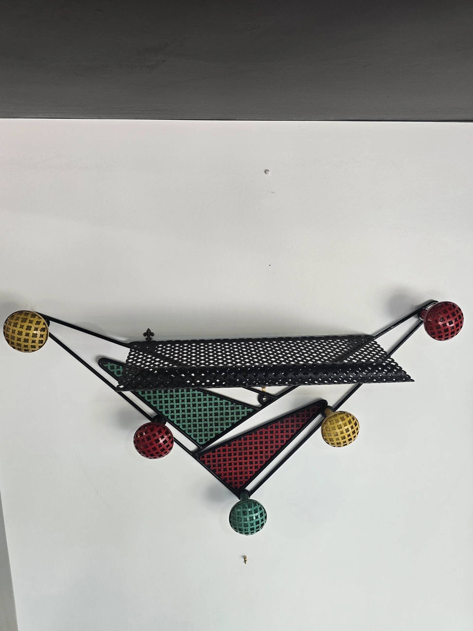 Wall-mounted coat rack attributed to Mathieu Matégot – France, 1950s