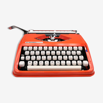 Machine à écrire hermes baby orange corail cursive révisée ruban neuf