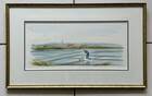 Watercolour by Christian Gaudin framed, certificate Guérande salt marshes.
