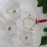 Trio of crystal ashtrays on its support, 1950, translucent, vintage