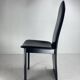 Post modern Memphis high back black leather stitched organic dining chairs, set of 6. Italy, 1980s