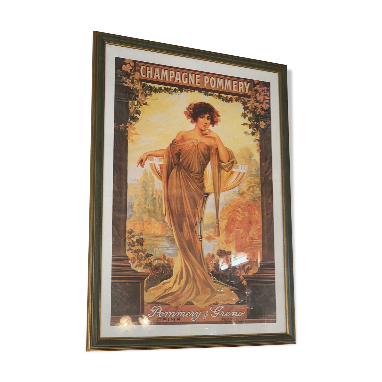 Affiche sous verre champagne Pommery