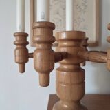 Vintage Scandinavian Candle Holder in Natural Wood, 60s Design - 7 Candles