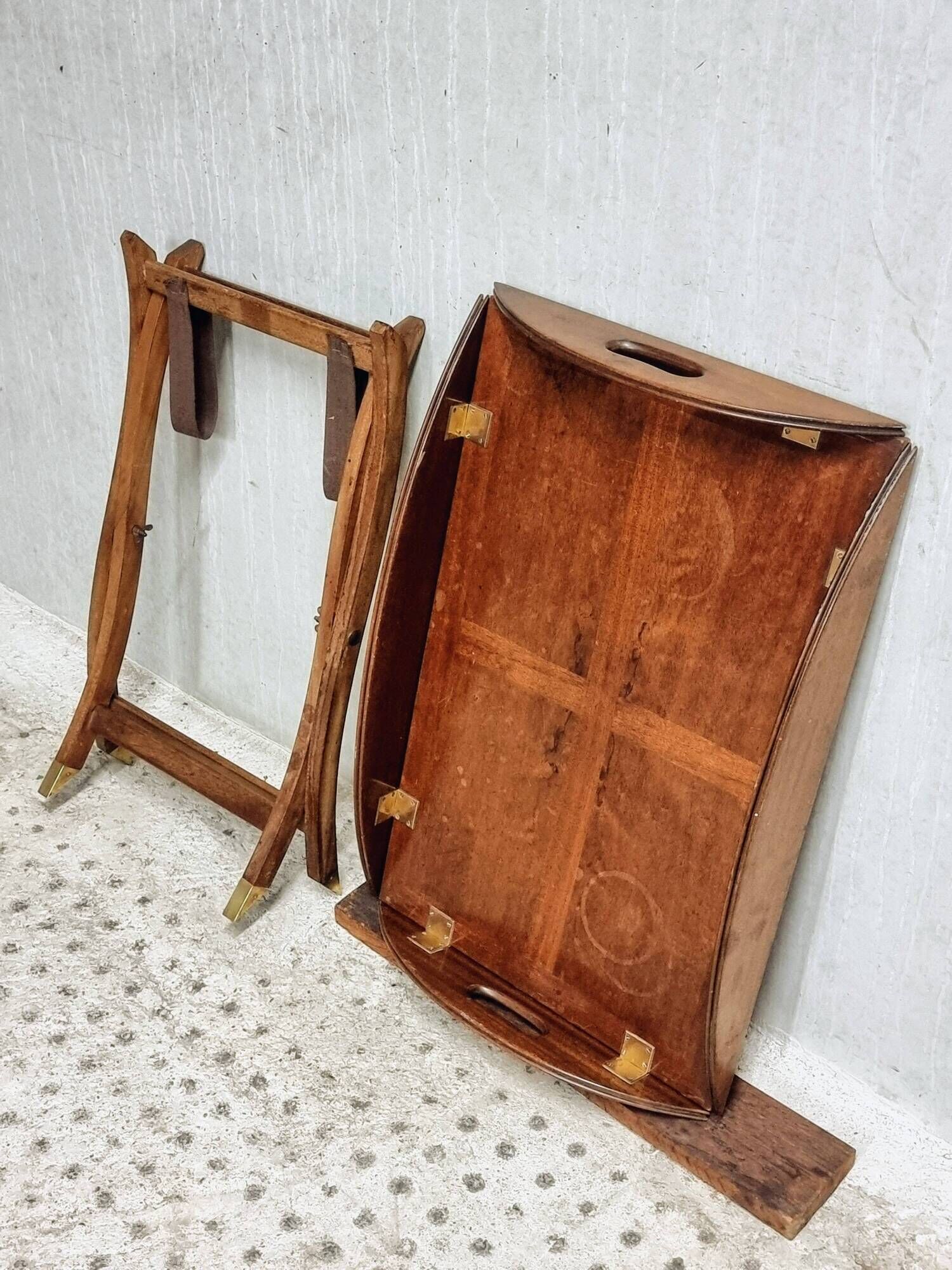 Vintage butler tray nautical side table mahogany