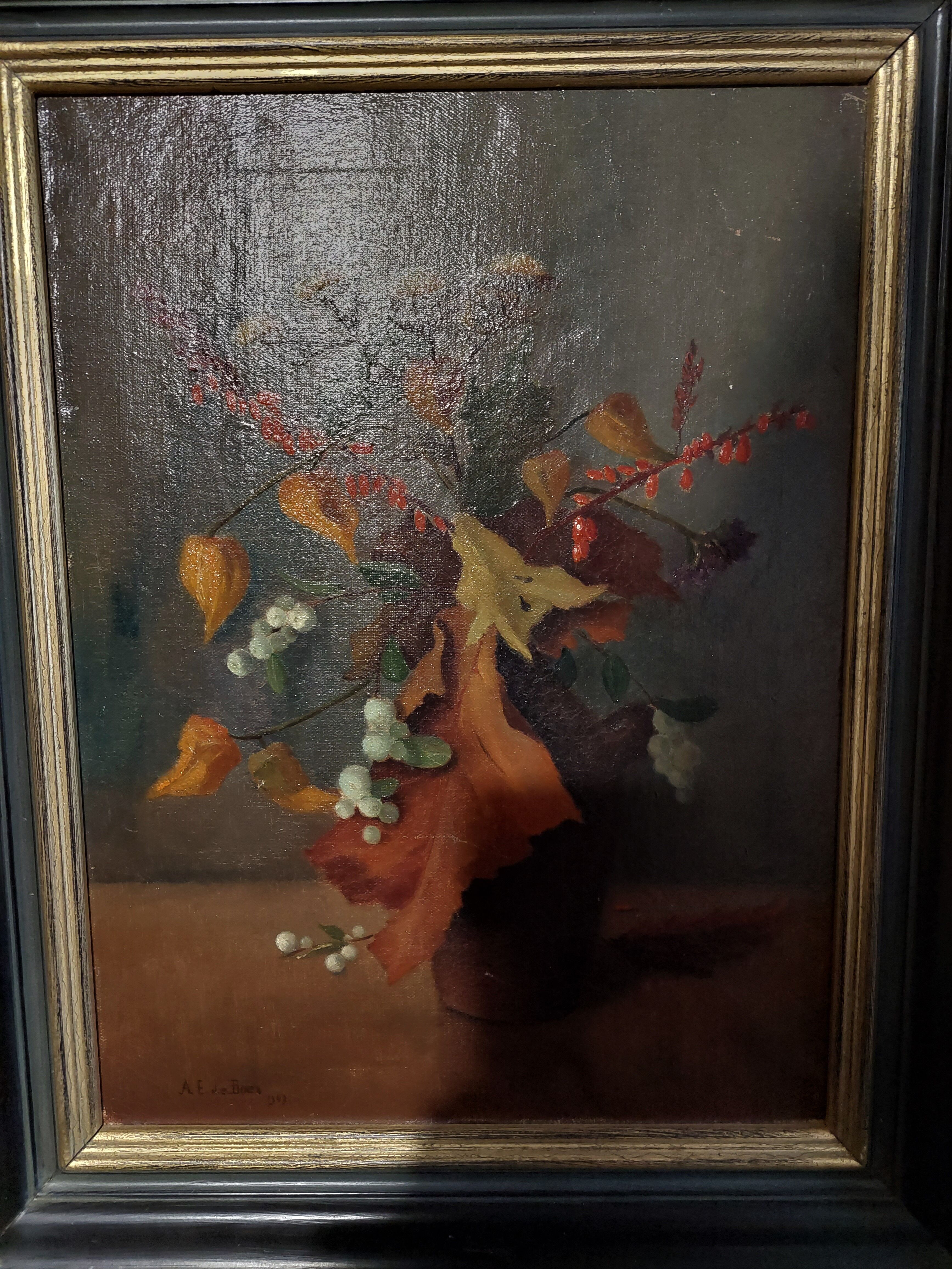 Painting oil on canvas still life bouquet