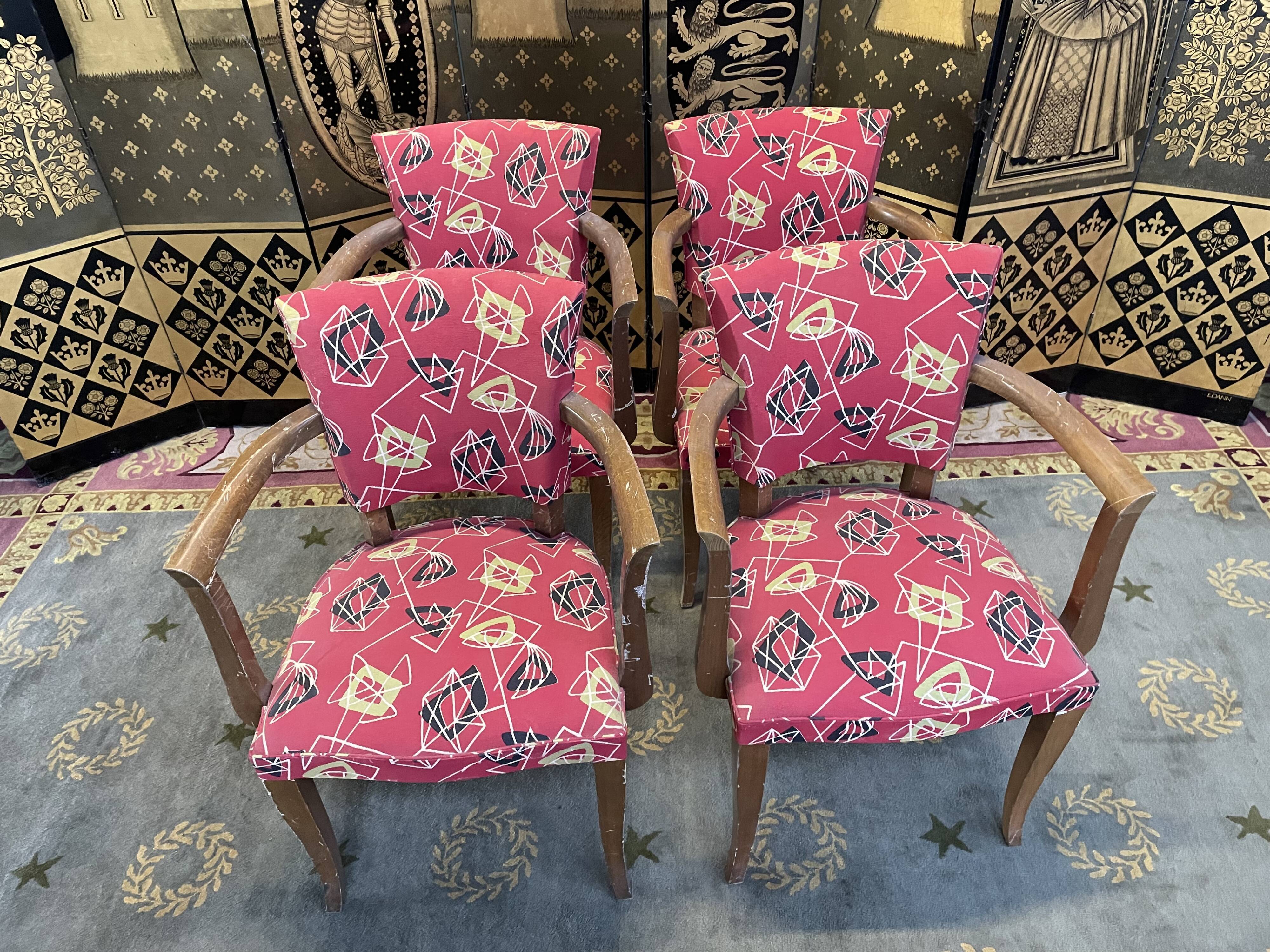 Suite of 4 armchairs bridges Art Deco style