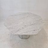 Table de jardin ou de salle à manger octogonale en marbre de carrare, italie, 1960s