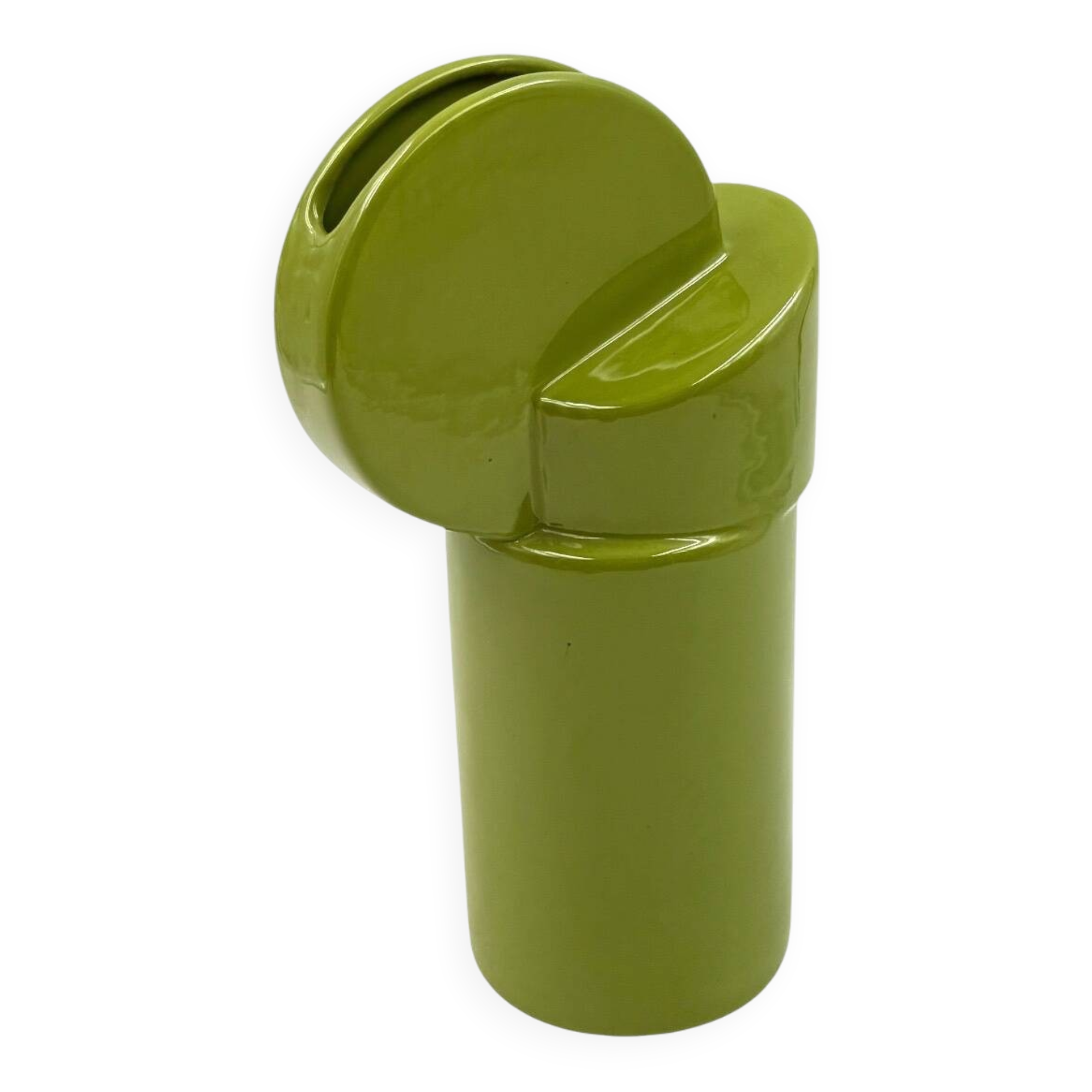 Space age green ceramic vase, Pietro Arosio, Parravicini Italy ca. 1960