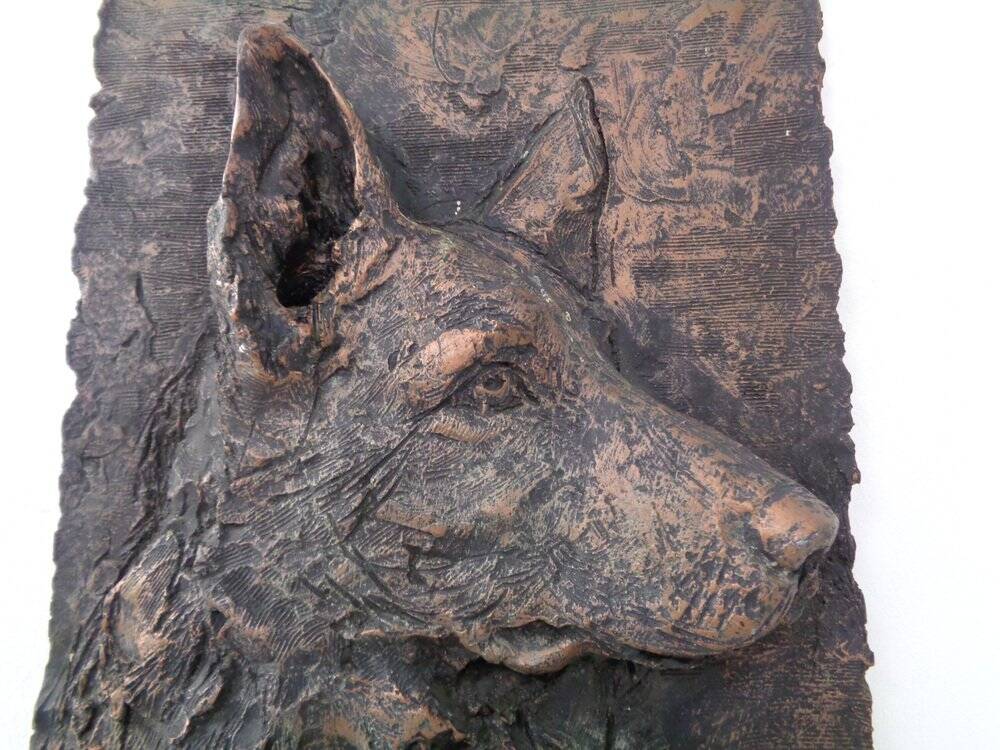 Large copper-coloured German Shepherd relief, 1960s
