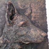 Large copper-coloured German Shepherd relief, 1960s