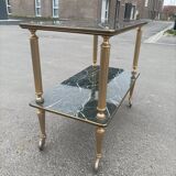 Vintage marble print serving table on wheels