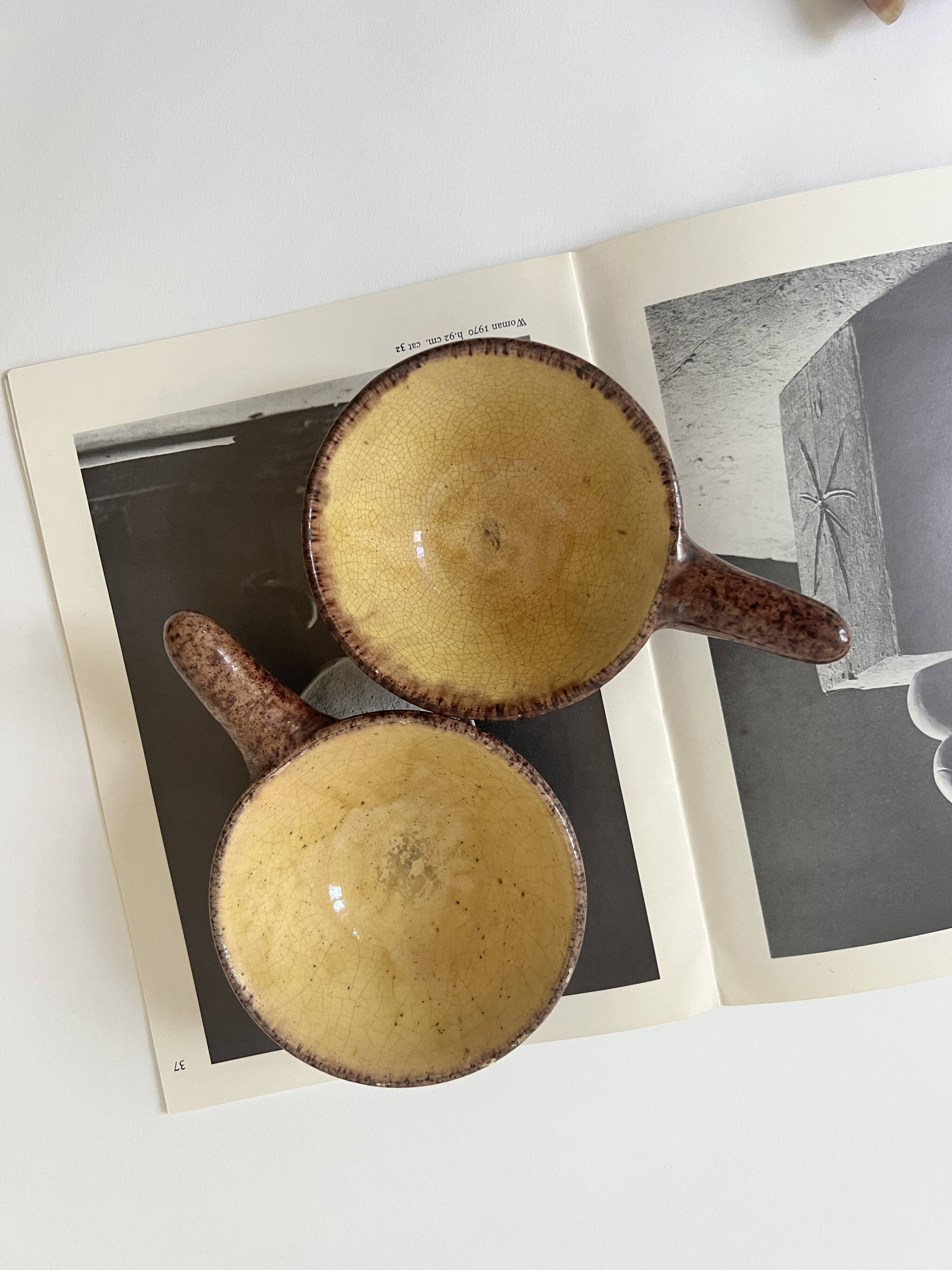 Set of ceres glazed ceramic ramekins, stoneware, france, 1960