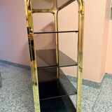 Vintage shelf in brass and smoked glass – Italian work, circa 1970.