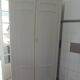Vintage Parisian wardrobe, 2 doors re-enchanted in pearl gray.