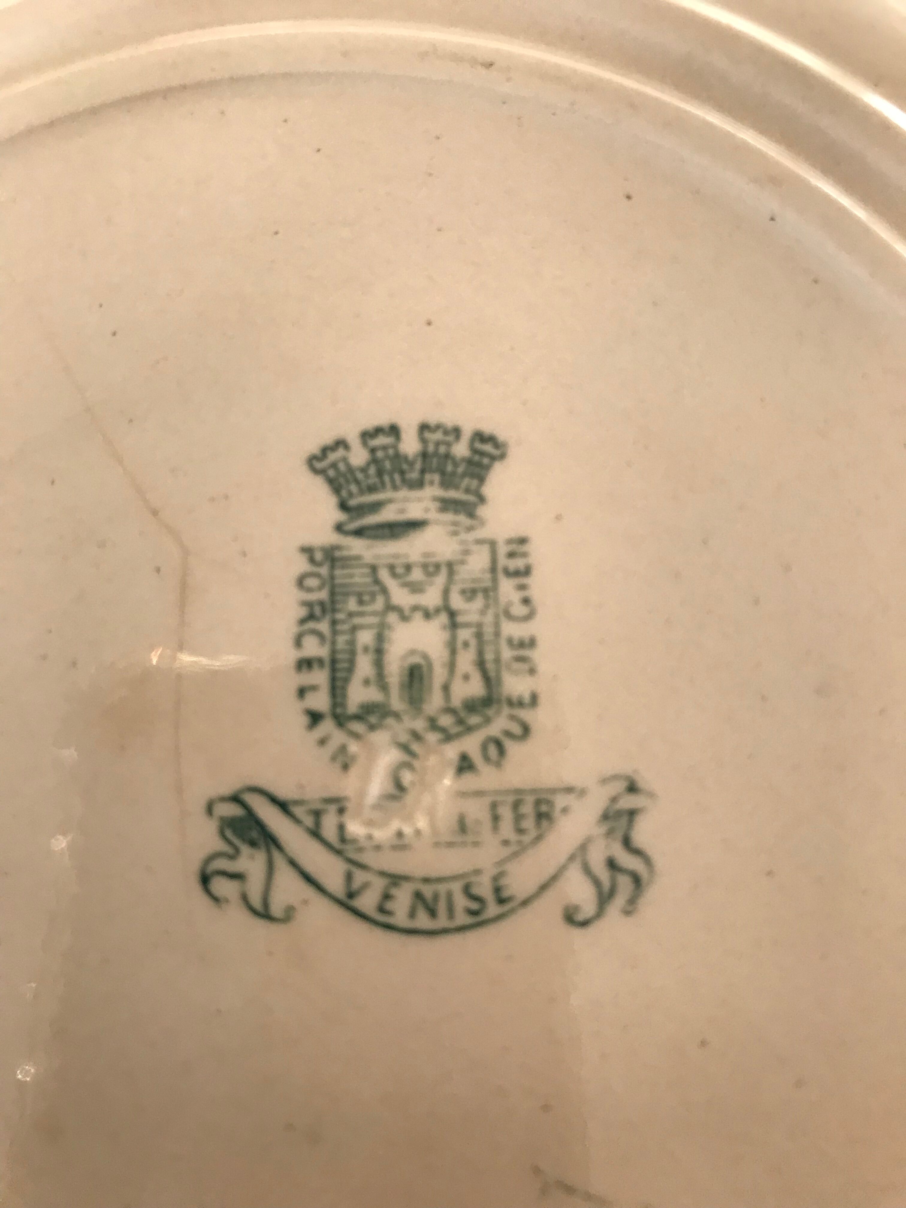 Antique opaque porcelain plates from gien "venice"