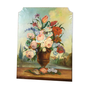 Peinture du XIXe  Bouquet de fleurs