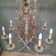 Large brass and glass chandelier