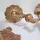 Pair of vintage golden brass cherub candlesticks