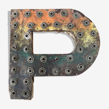 Old letter P of party fair vintage industrial