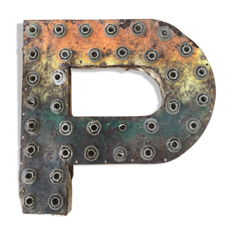 Old letter P of party fair vintage industrial