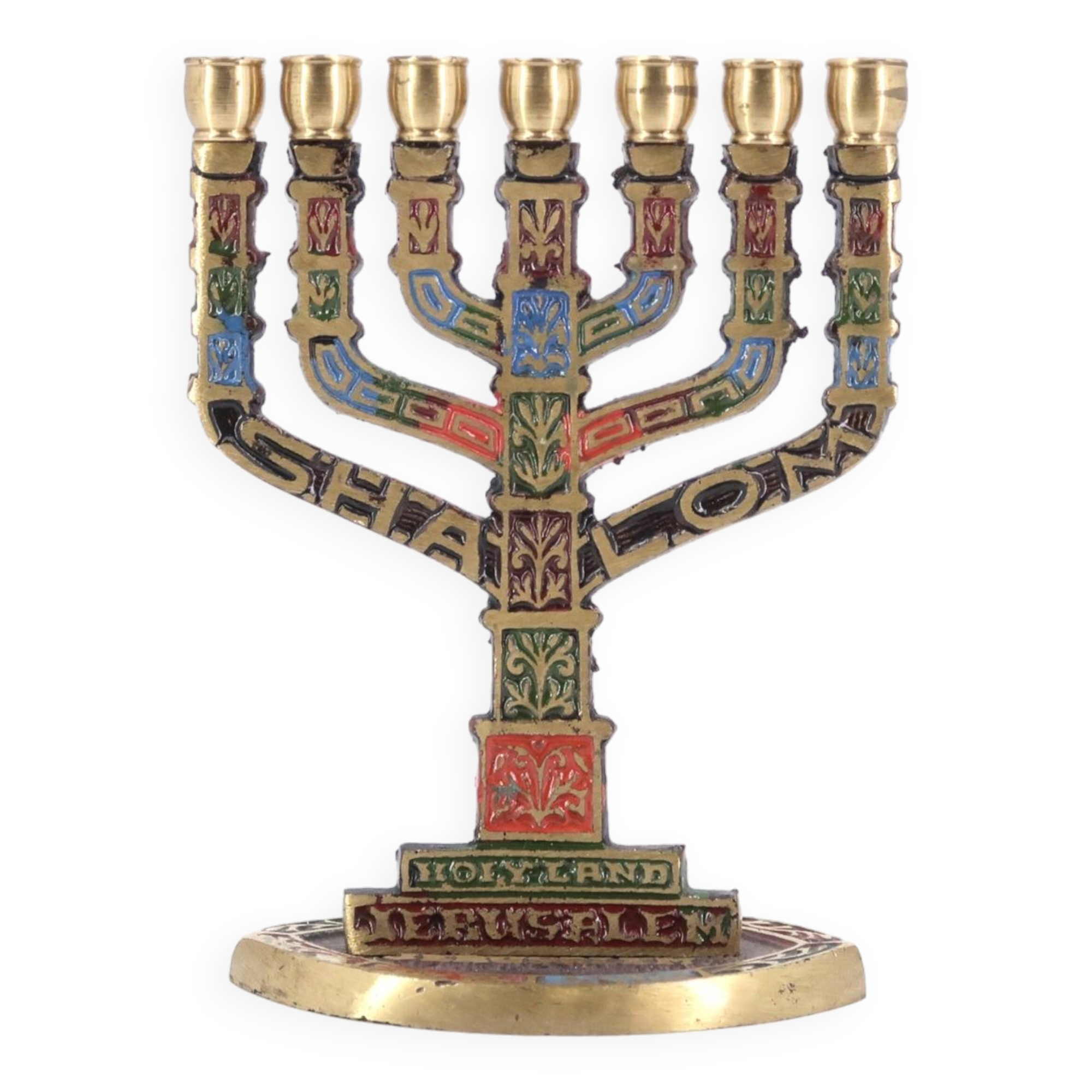 Menorah candlestick with 7 branches in bronze, 1960s