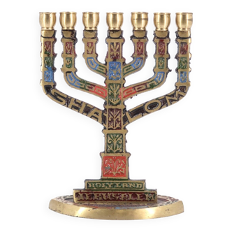 Menorah candlestick with 7 branches in bronze, 1960s