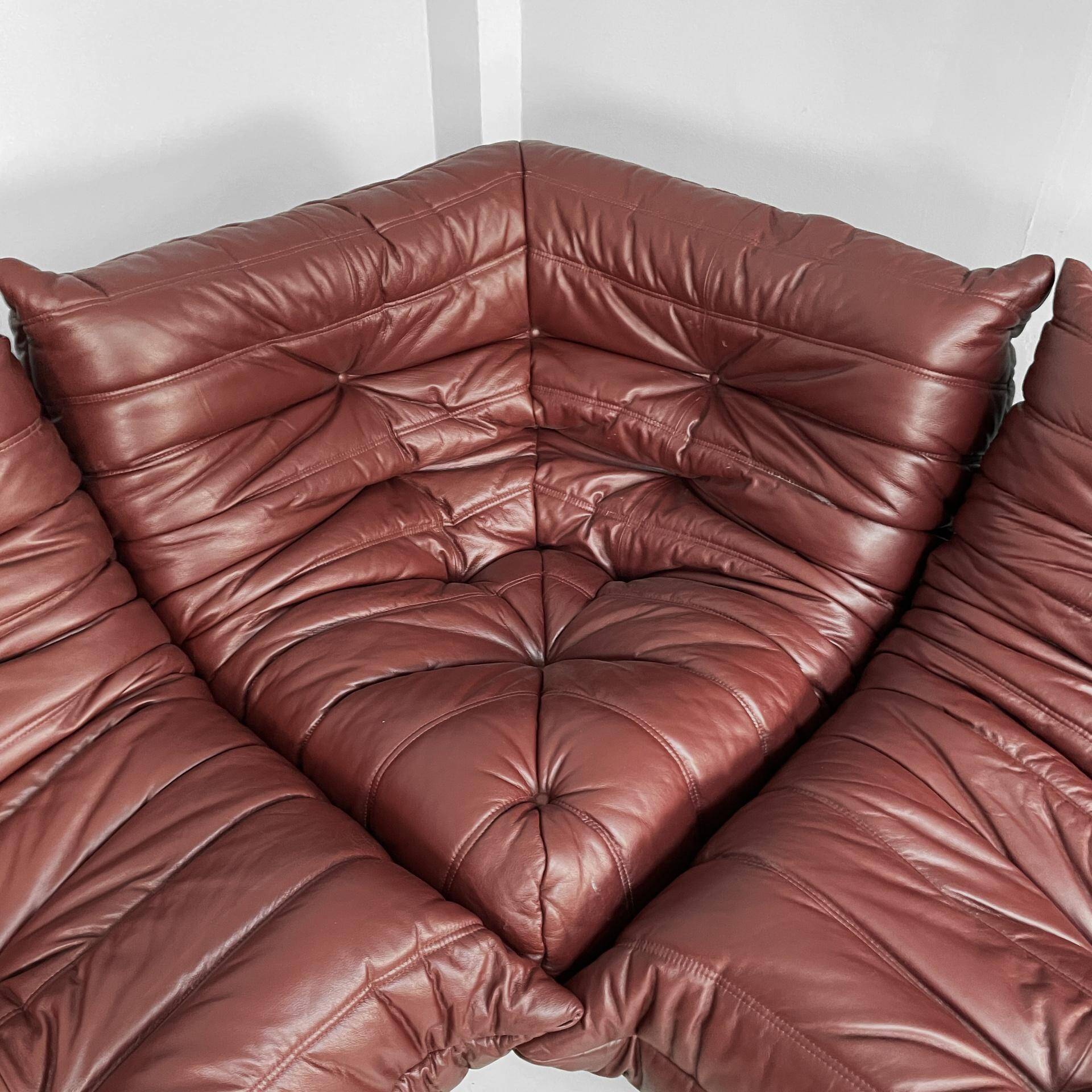 Modern French Togo leather sofa