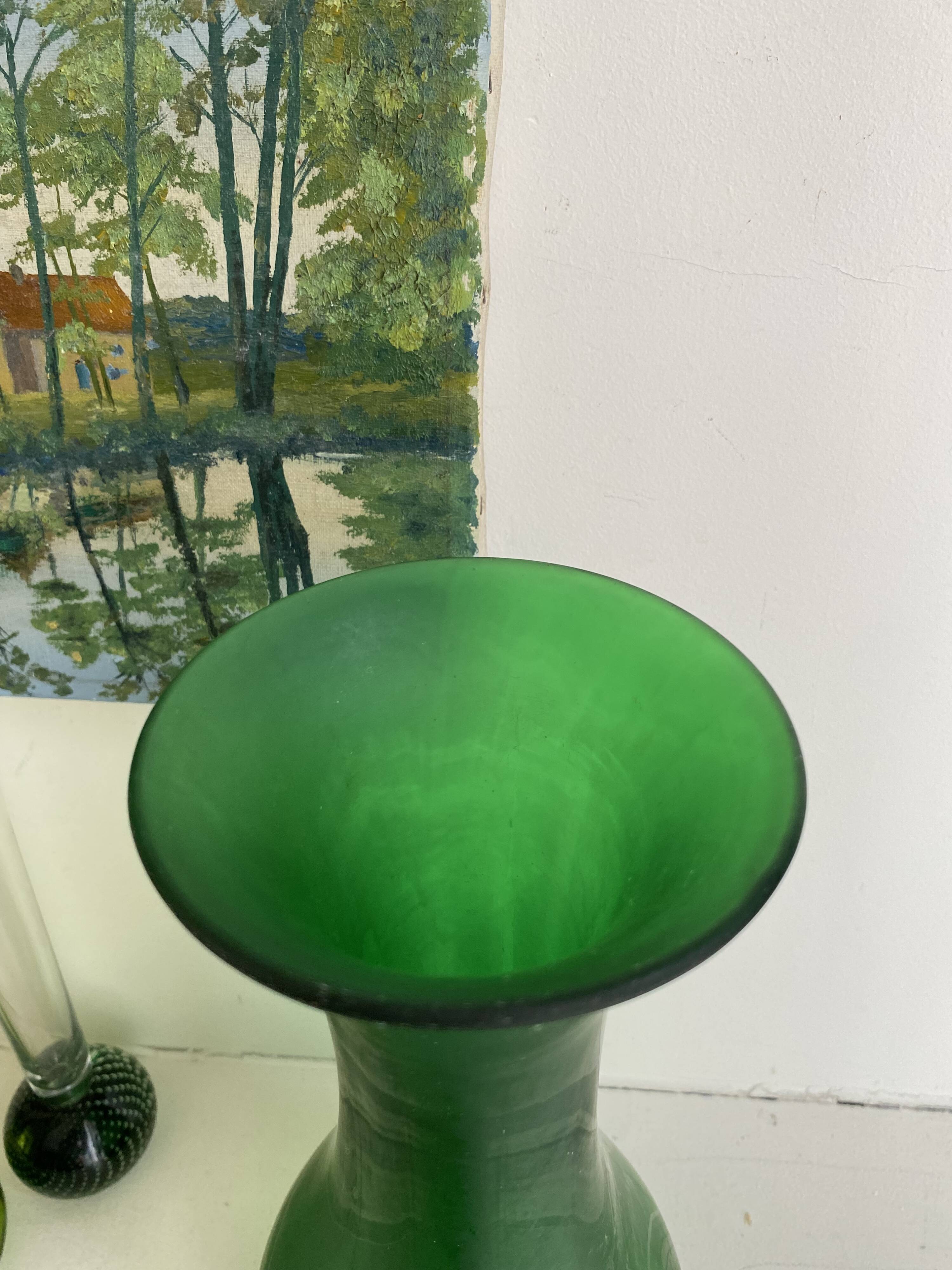 Green glass vase