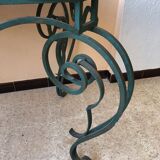 Wrought iron and engraved mirror