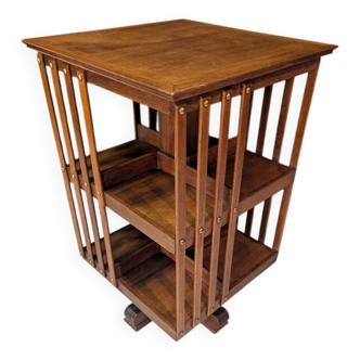 Rotating mahogany bookshelf