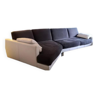 sofa dark grey and white leather