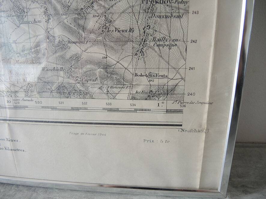Old Framed General Staff Map: Dieppe