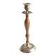 Sculpted wood and metal candle holder
