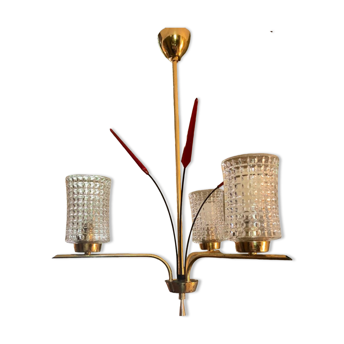 Vintage brass and crystal chandelier