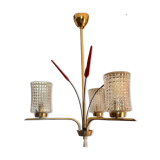 Lustre vintage en laiton et cristal