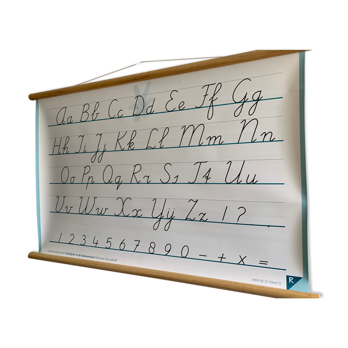 School and pedagogical poster, two-sided, alphabet and calculation