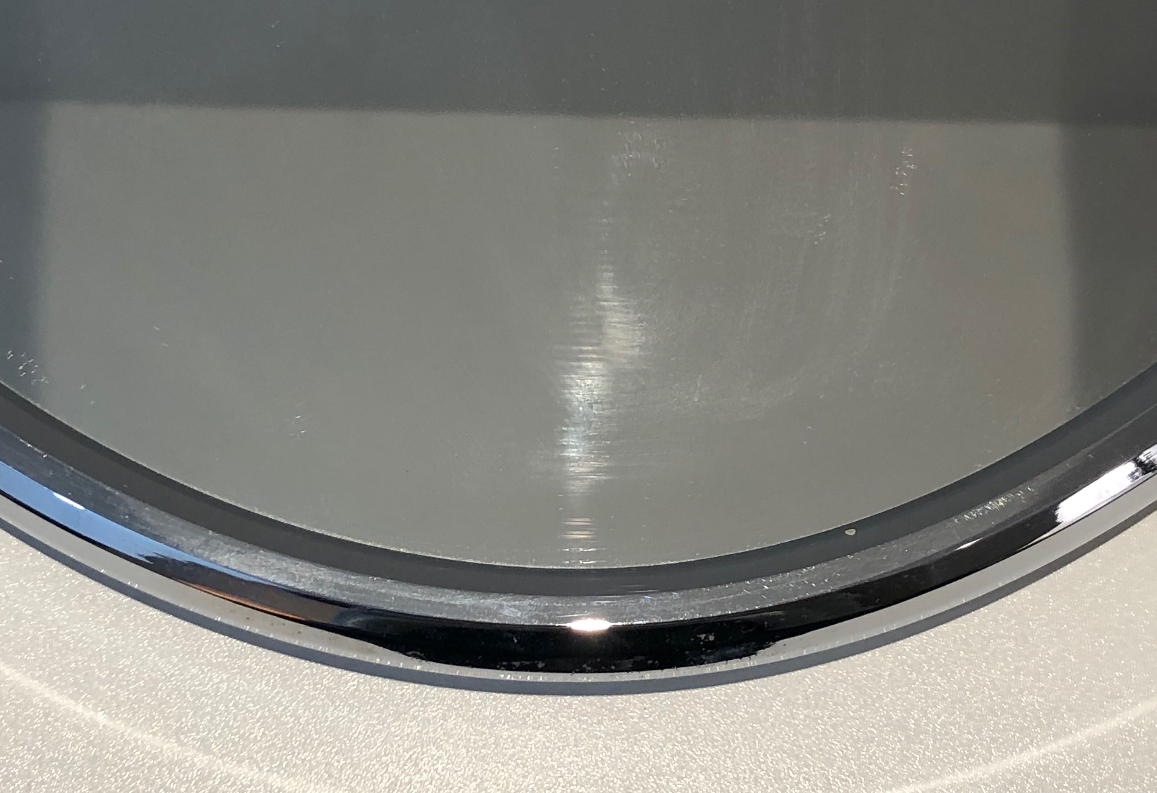 Oval chrome mirror in Art Deco style. Circa 1970.