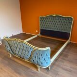 Upholstered bed Louis XVI blue style