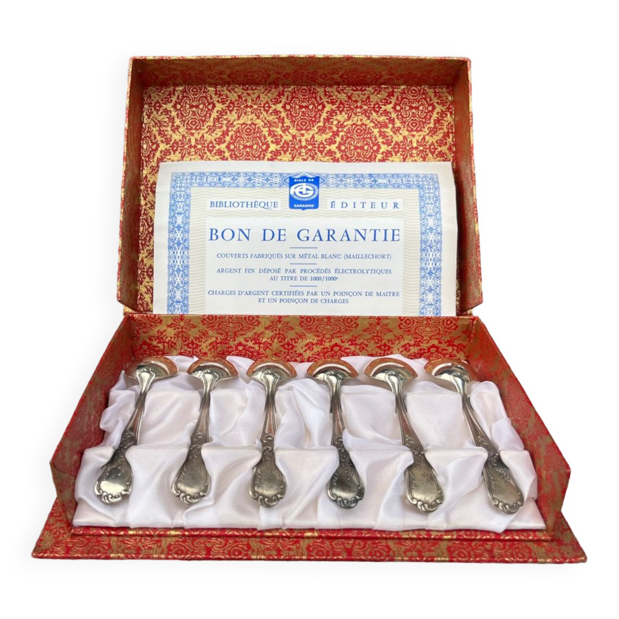 Set of 6 small silver metal teaspoons