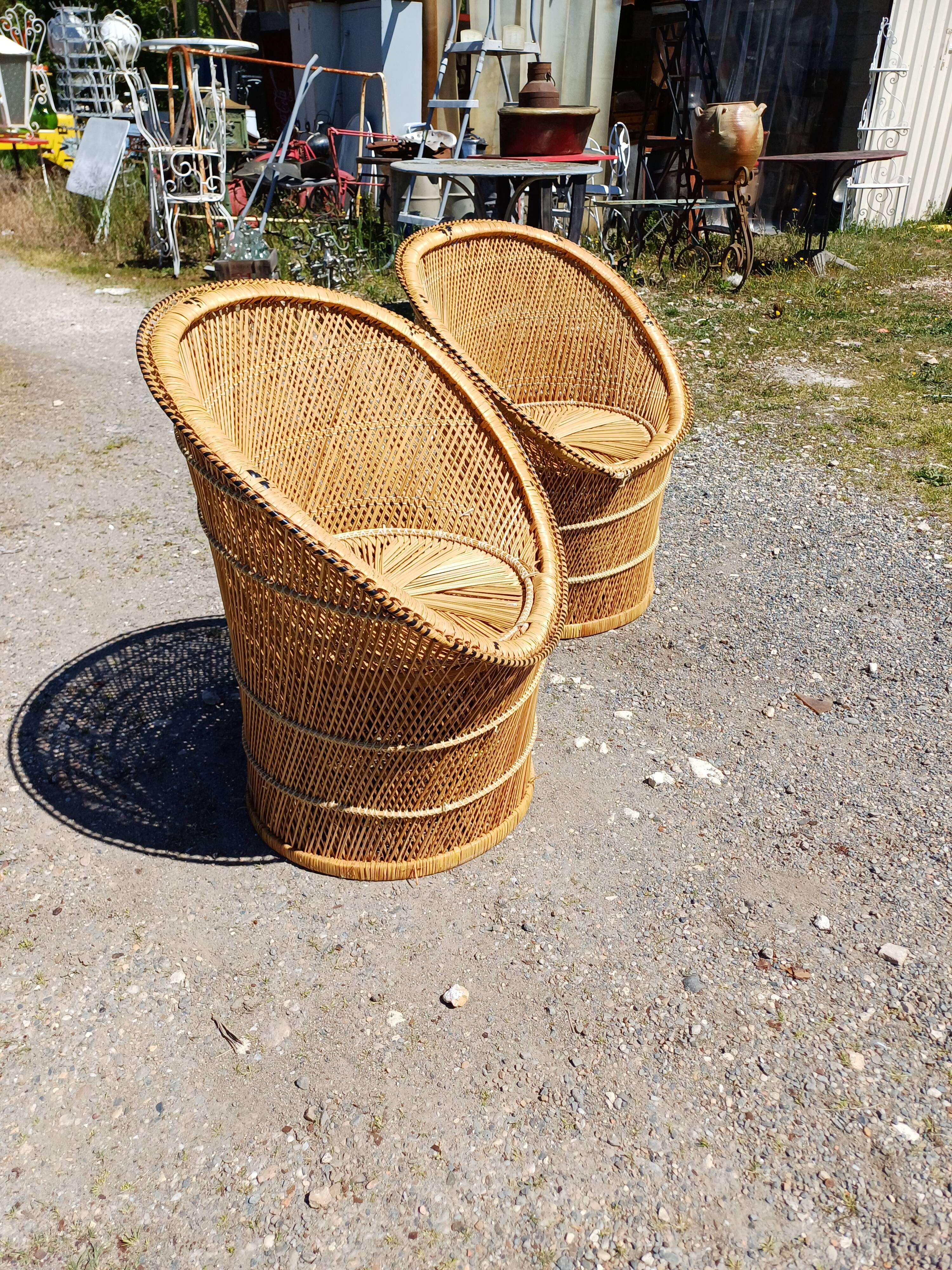 Pair of Vintage Wicker Armchairs