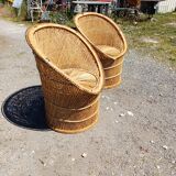Pair of Vintage Wicker Armchairs